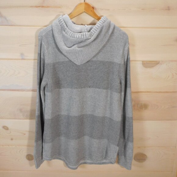 Urban Pipeline Men's size M Gray Striped Knit Hooded Sweater Hoodie - Picture 3 of 8